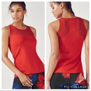 Fabletics Helena Red Mesh Racerback Tank Small